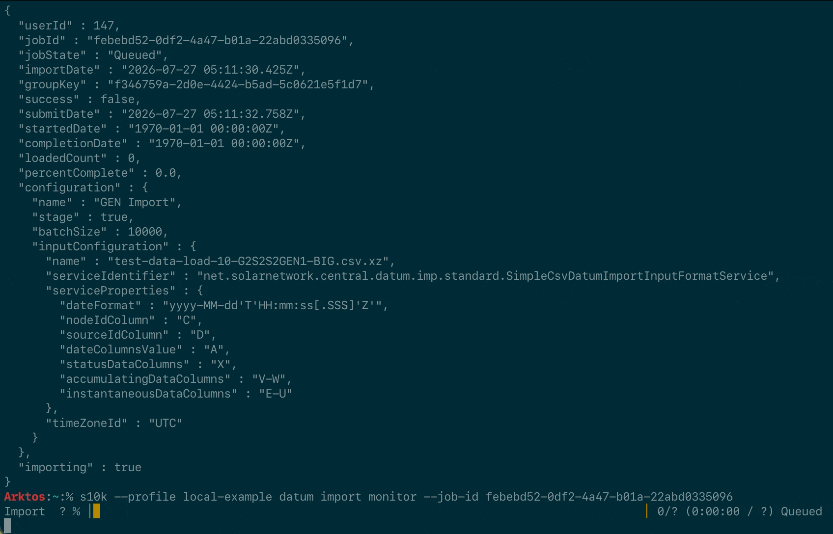 Datum import monitor example