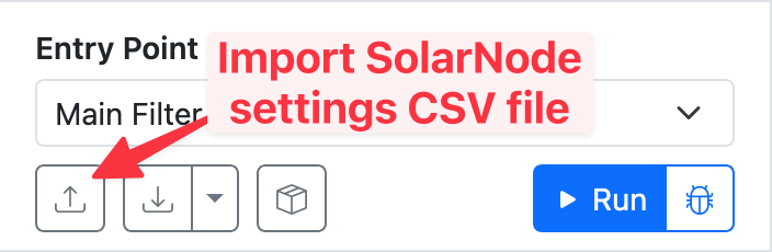 Import settings button in the Action pane