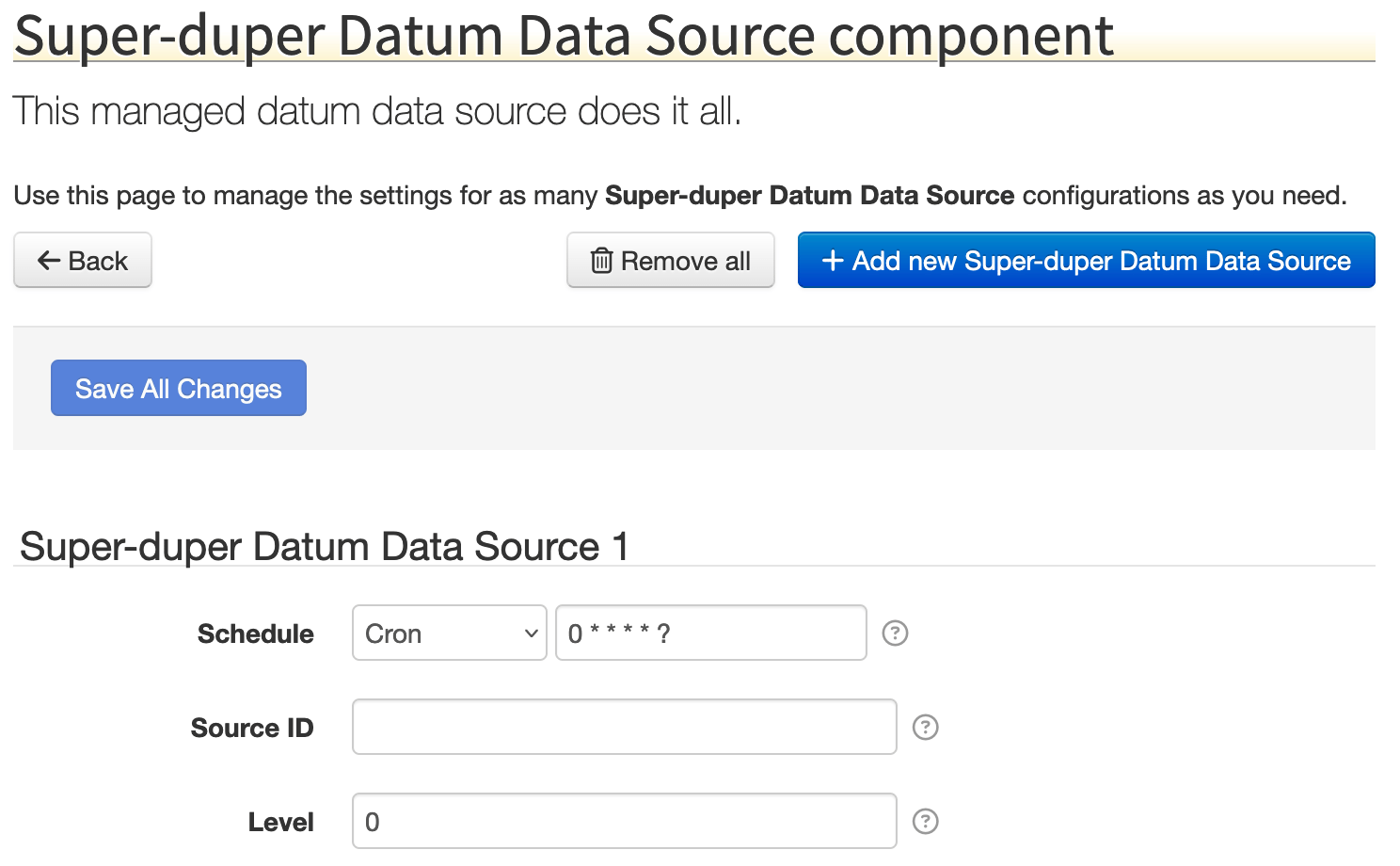 Example Datum Data Source Poll Job settigns in the SolarNode UI