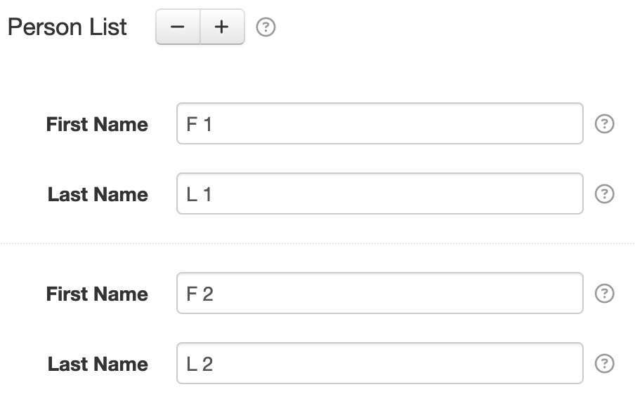 Complex dynamic list setting in an HTML form