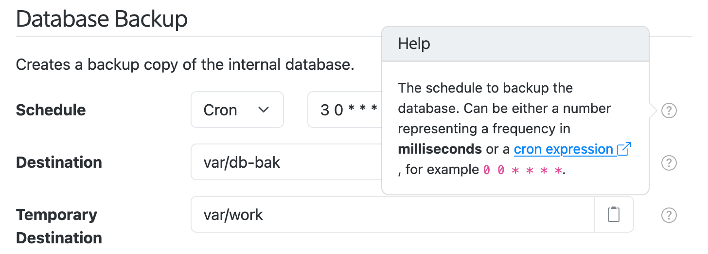 SolarNode settings form for a component with 3 settings