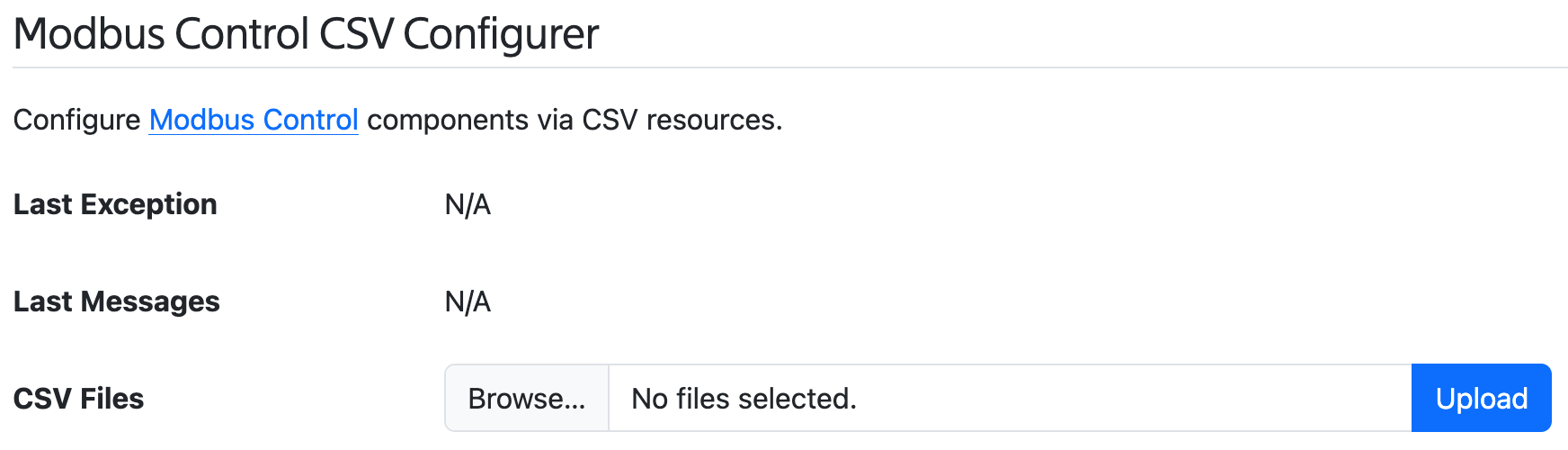CSV Configuration example