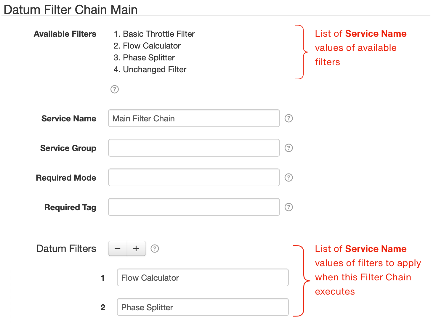 Filter Chain component settings