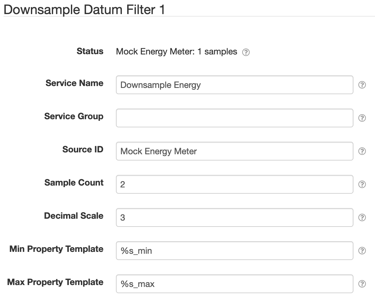 Downsample filter component settings