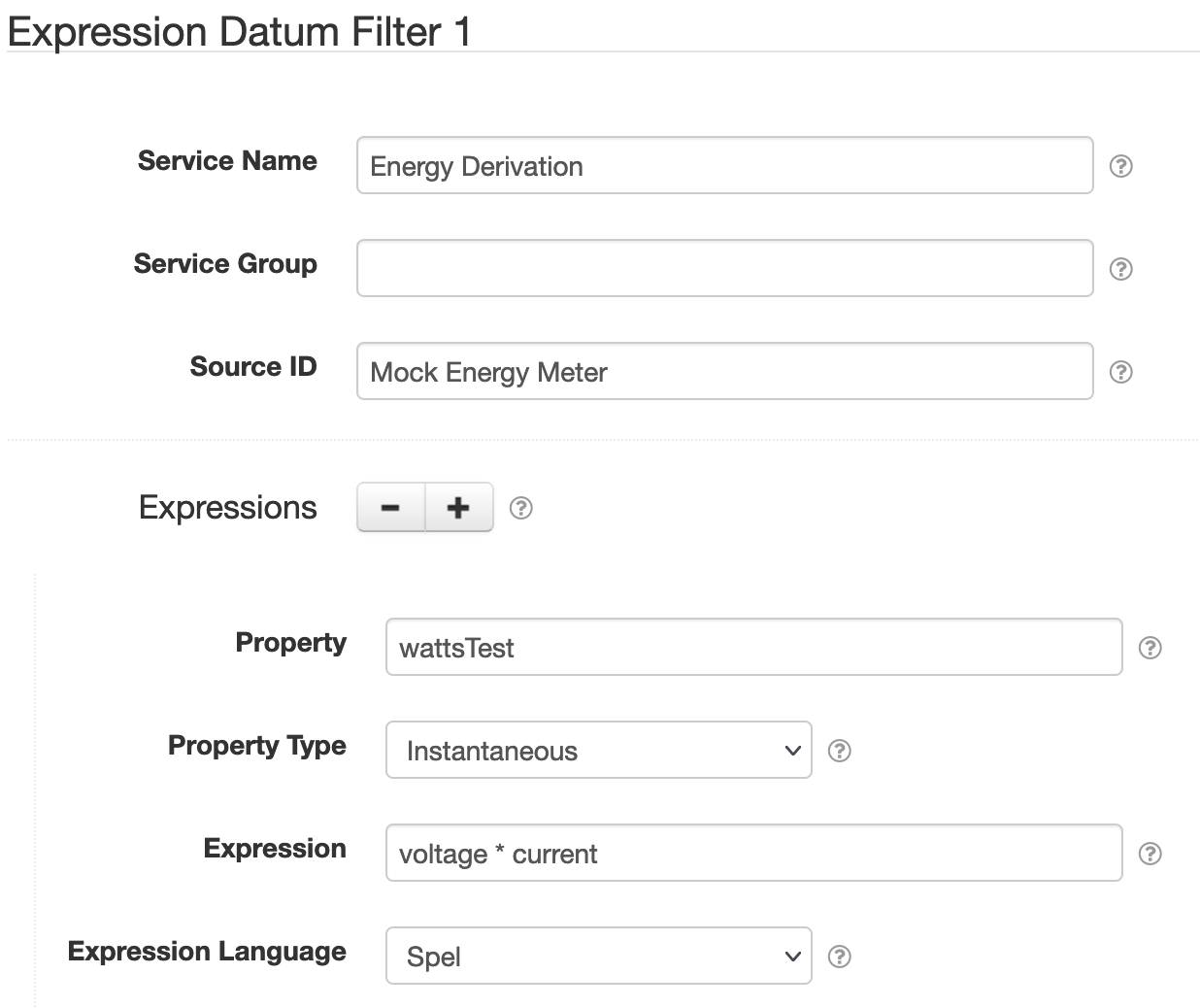 Expression filter component settings