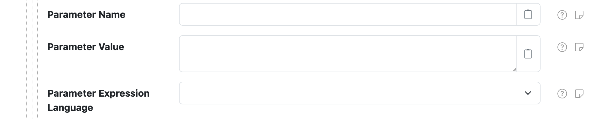 Instruction Parameter Configuration settings