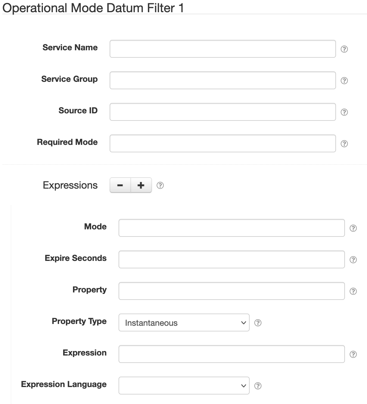 Operational Mode filter component settings