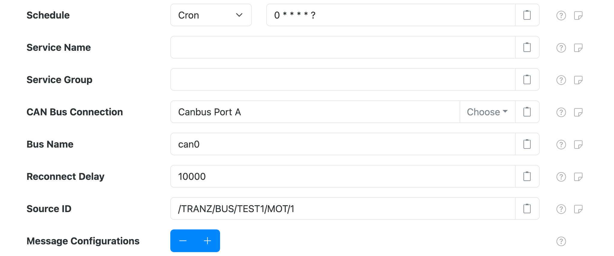 CAN Bus Datum Source settings
