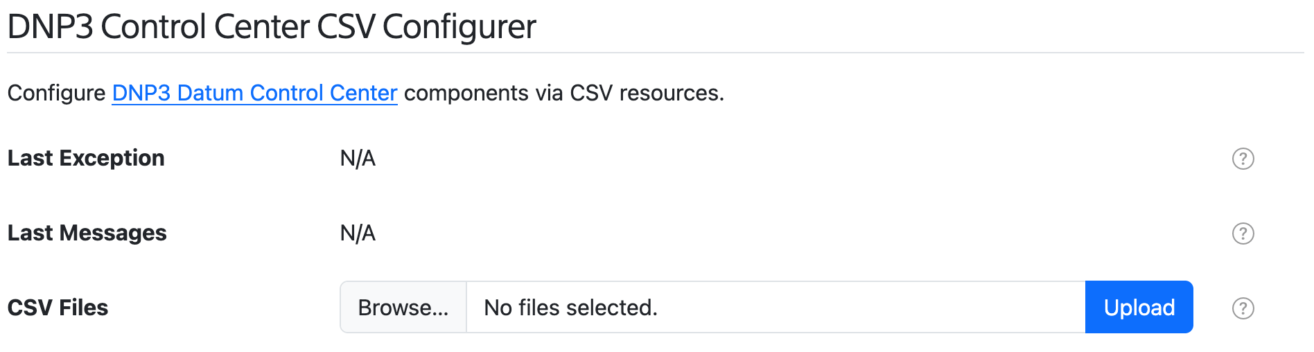 DNP3 Control Center CSV Configurer form