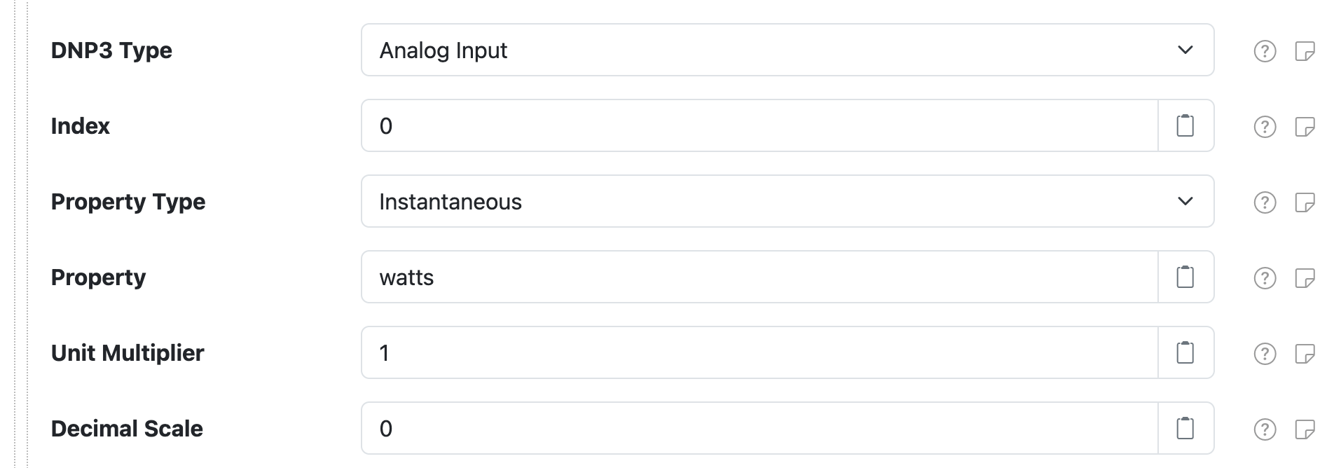 DNP3 Measurement settings