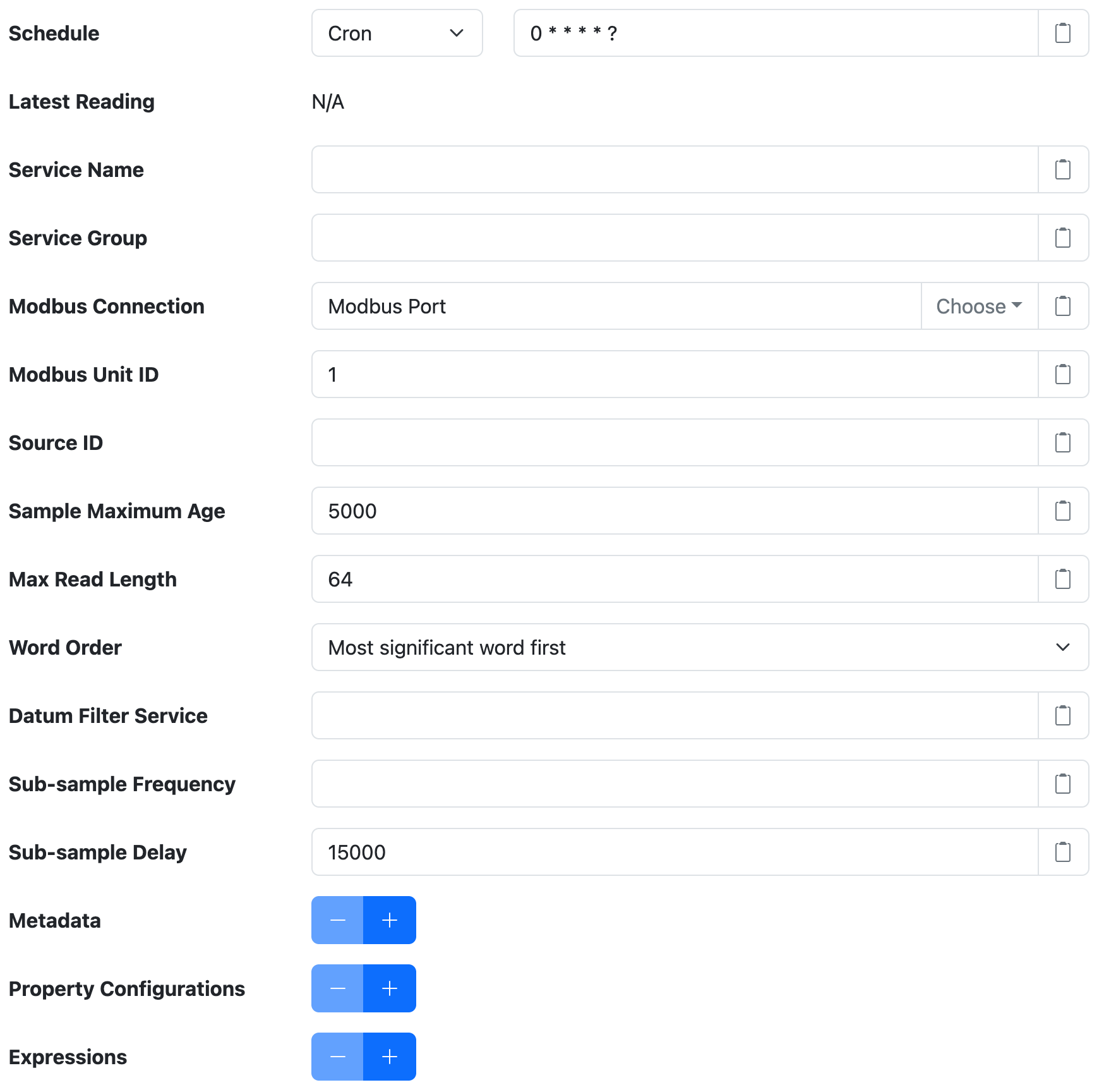 Modbus Device Datum Source settings