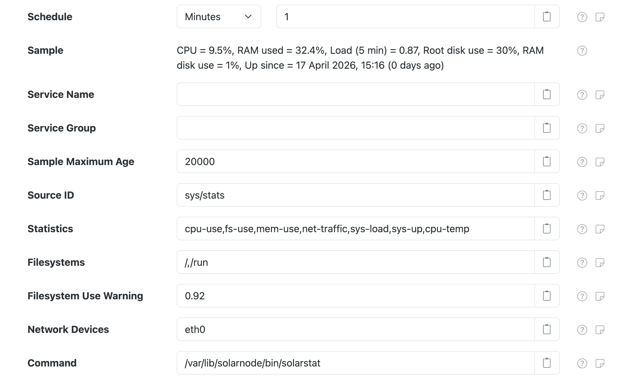 OS Statistics Datum Source settings