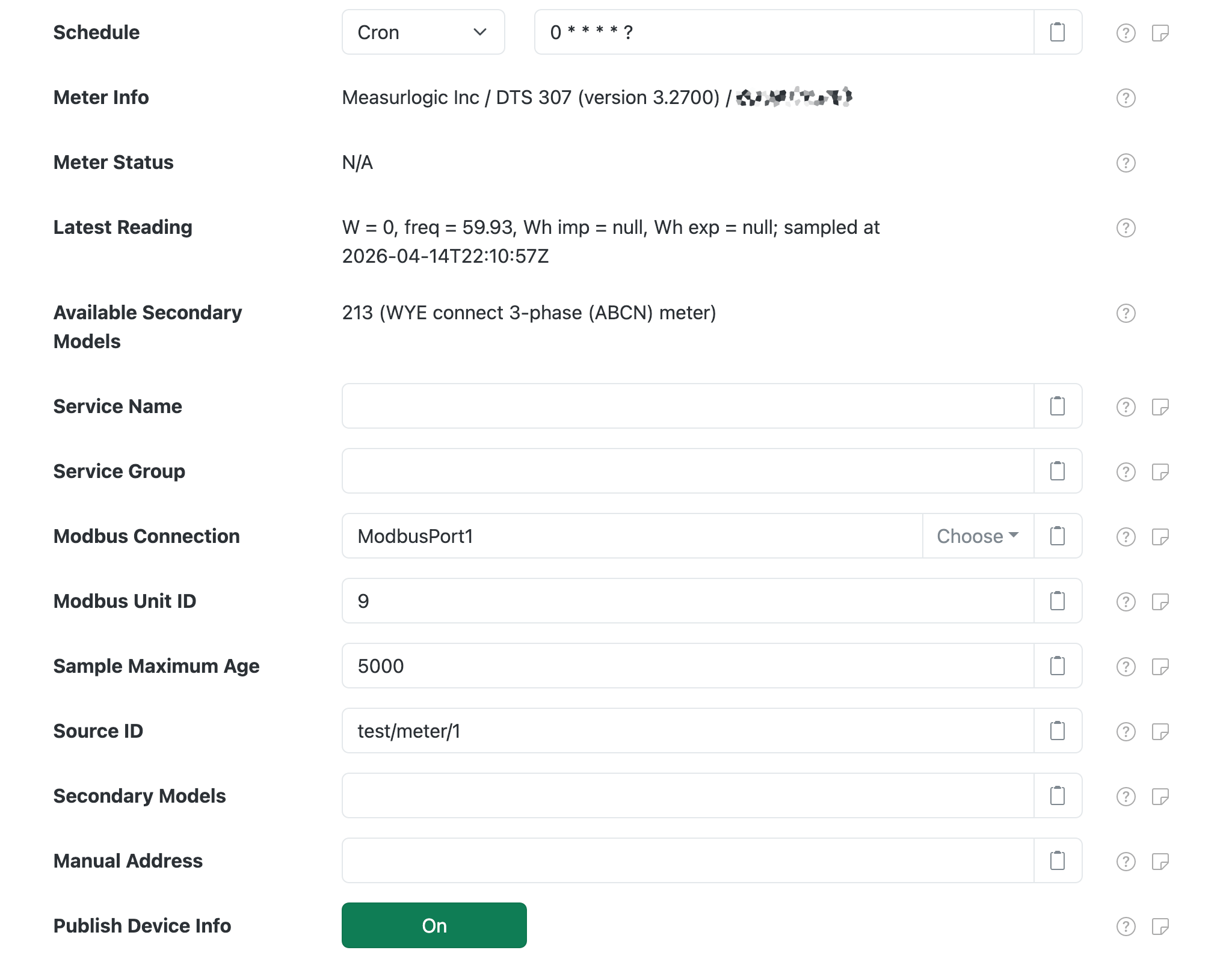 SunSpec Datum Source common settings