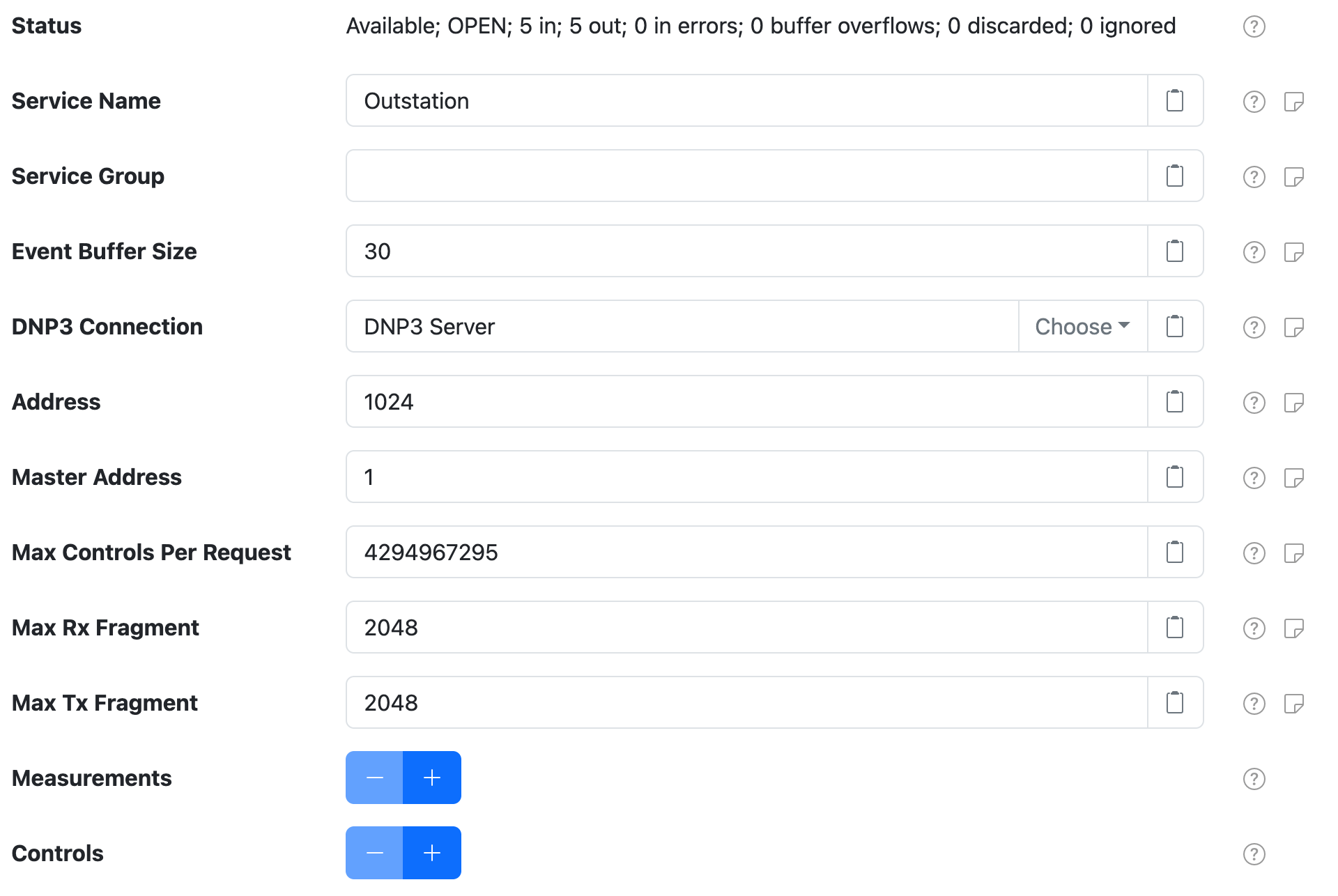 DNP3 Outstation settings