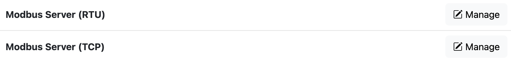 RTU and TCP Modbus Server components