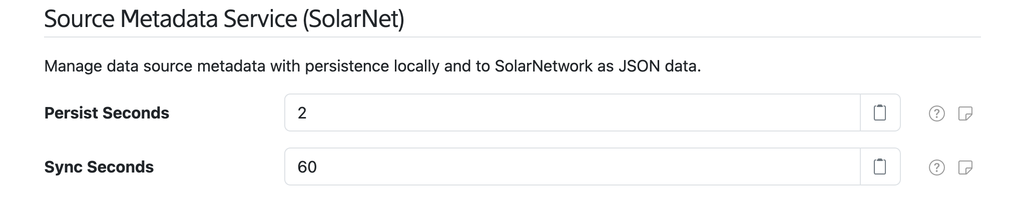 Source Metadata Service settings