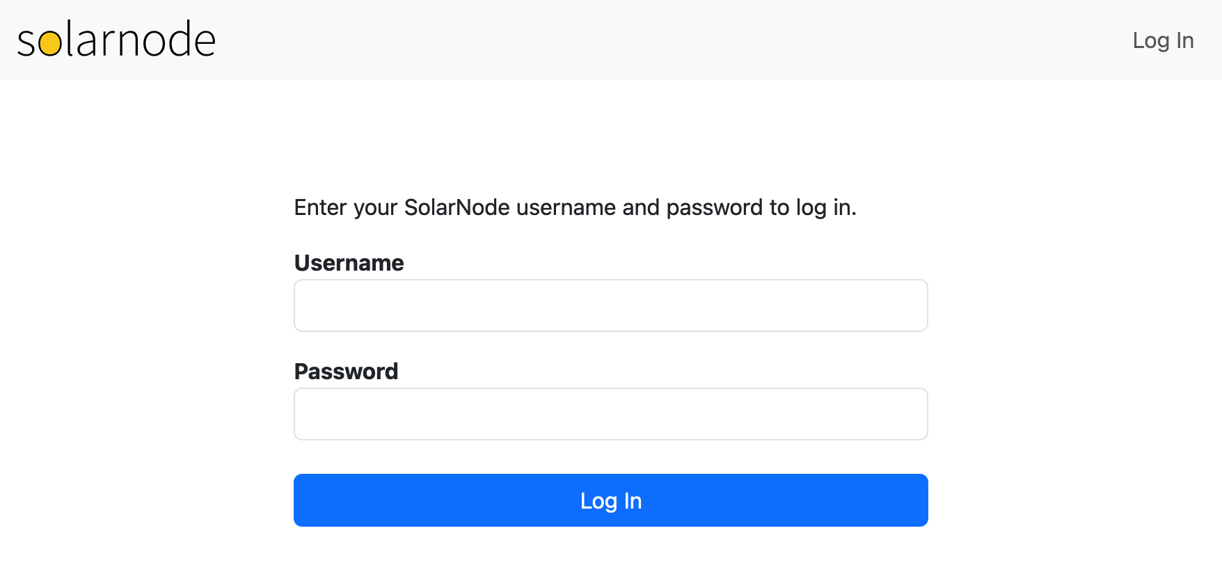 SolarNode login screen