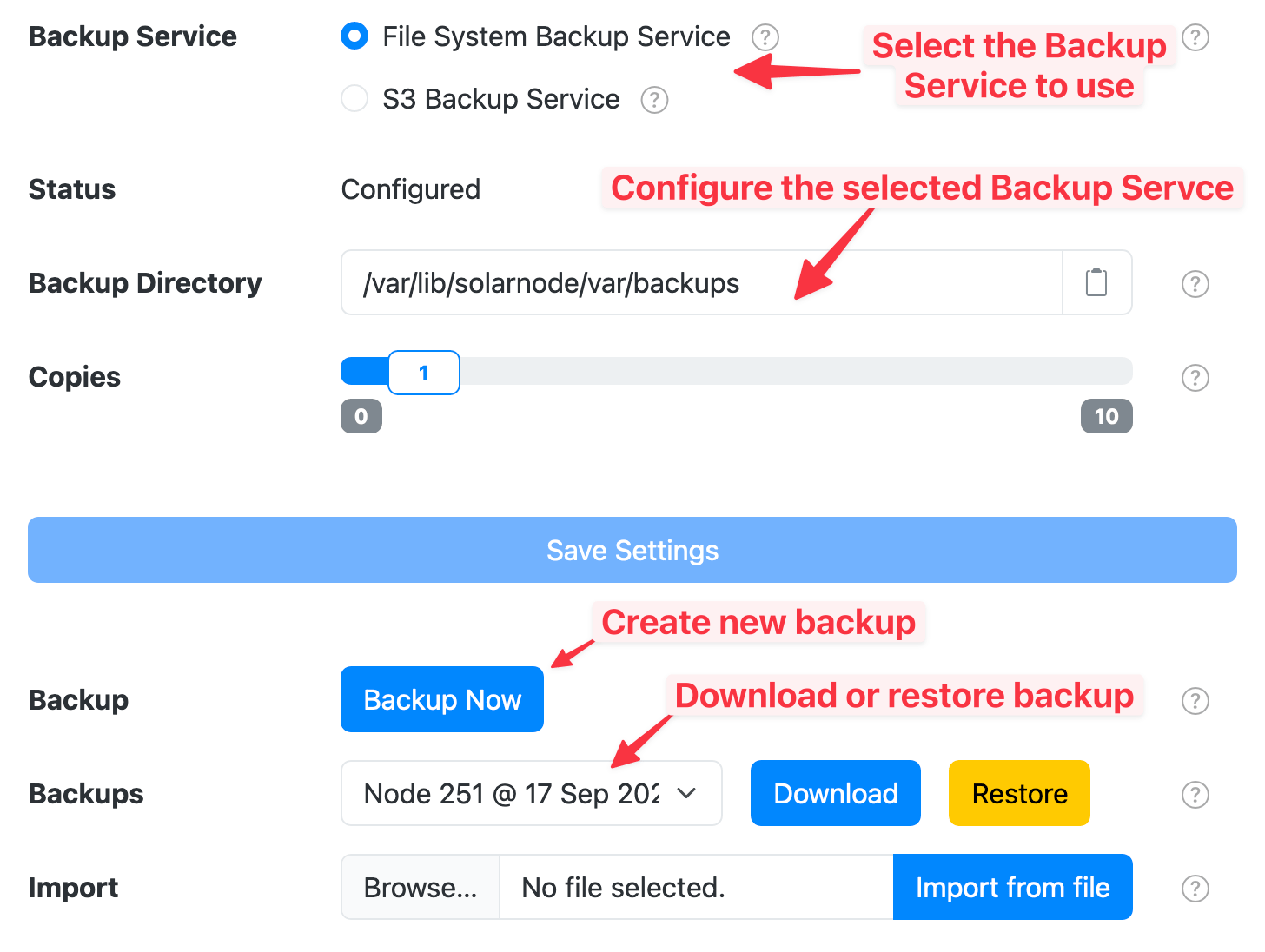 Full Backup/restore form