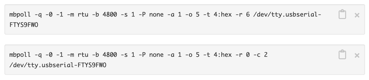 SolarNode Command Console Modbus commands