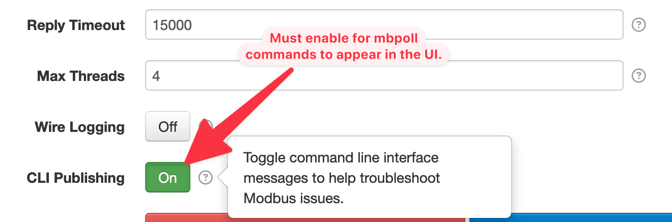 SolarNode Modbus Connection CLI Publishing setting