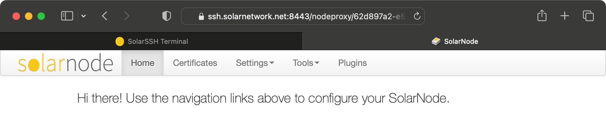 Accessing the SolarNode Setup App through a SolarSSH web connection