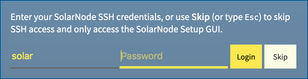 SolarNodeOS system account credentials form